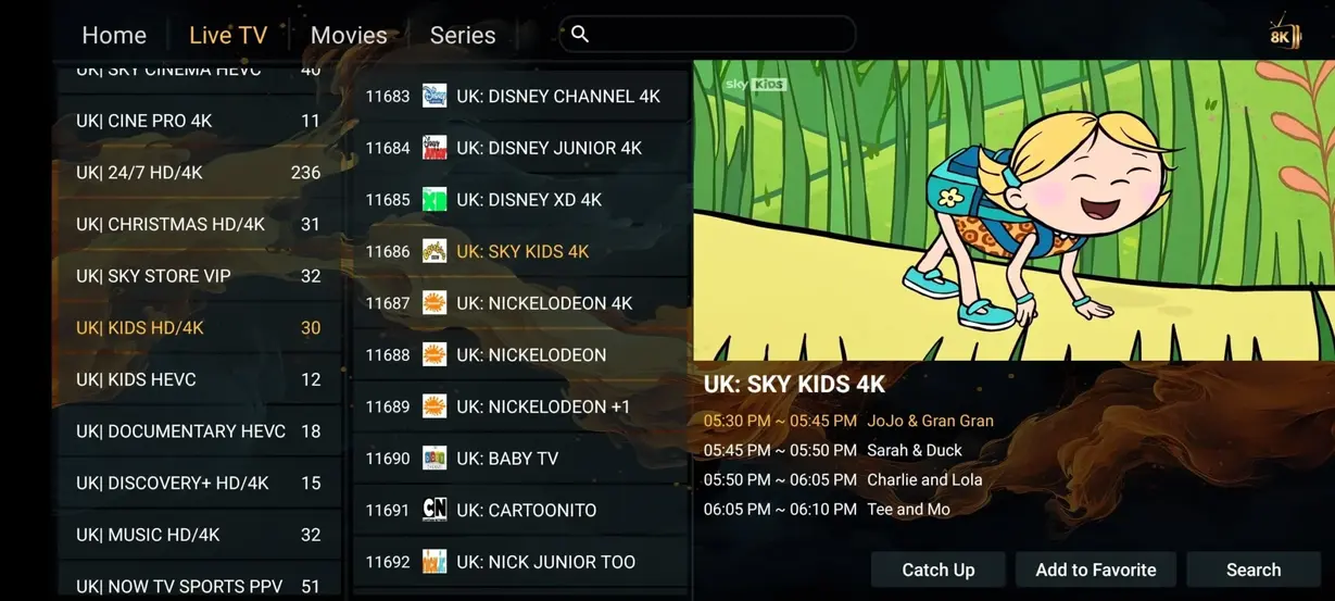 Orexe TV application interface preview 8